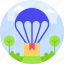 airdrop, delivery, parachute, package 