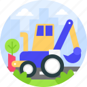 vehicle, backhoe, excavator, construction, digger