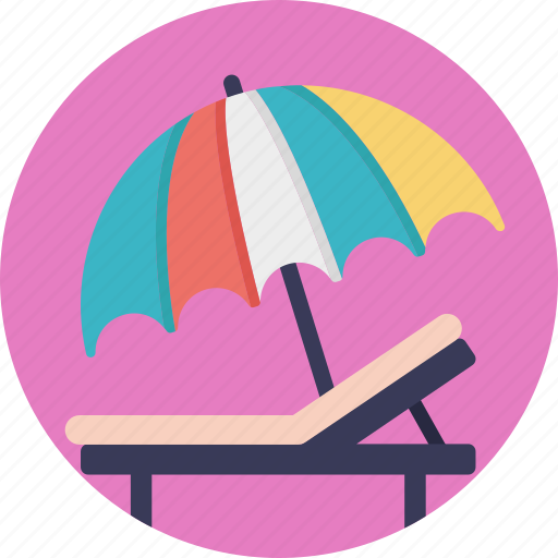 Beach umbrella, deck chair, poolside, sunbathe, tanning icon - Download on Iconfinder