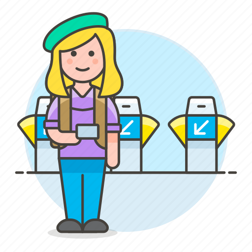 Backpack, bagpacker, female, luggage, passenger, ticket, tourist icon - Download on Iconfinder