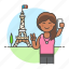 eifel, eiffel, female, france, holiday, paris, selfie, tourist, tower, travel, travelers, vacation 
