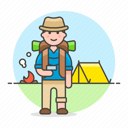 Backpack, backpacker, bonfire, camp, hiker, hiking, journey icon - Download on Iconfinder