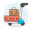 bag, baggage, briefcase, cart, journey, luggage, suitcase, travel, trip, trolley 