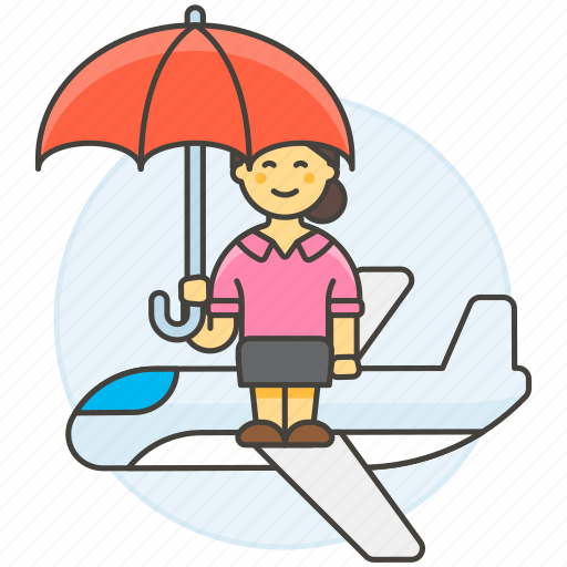 Airplane, coverage, female, flight, insurance, journey, plane icon - Download on Iconfinder