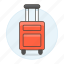 bag, baggage, briefcase, drag, journey, luggage, red, suitcase, travel, trip, wheeled 
