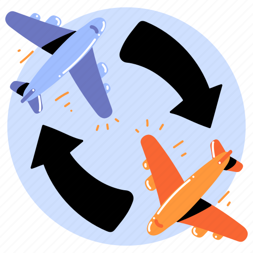 Travel, transportation, transfer, flight, airplane, aeroplane, exchange icon - Download on Iconfinder