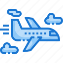 airplane, travel, transportation, airport, fight, clouds, transport
