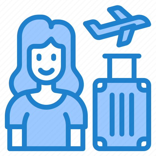 Woman, travel, flight, luggage, airport icon - Download on Iconfinder