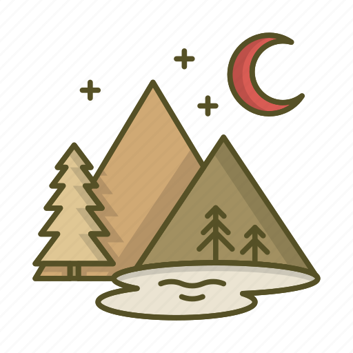 Moon, mountain, mountains, nature, river, travel, tree icon - Download on Iconfinder
