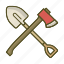 axe, shovel, tool, tools 