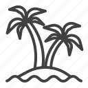 palm, trees, island, sea