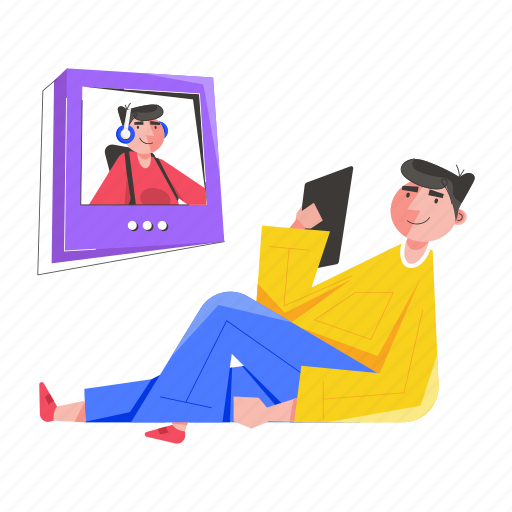 Video talk, video call, video communication, phone call, video conversation illustration - Download on Iconfinder