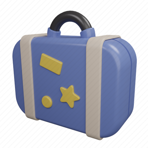 Suitcase, travel, vacation, holiday 3D illustration - Download on Iconfinder