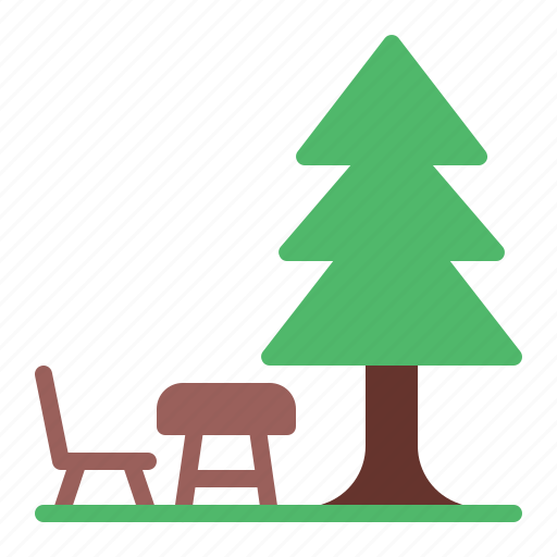 Camping, bench, table, tree icon - Download on Iconfinder