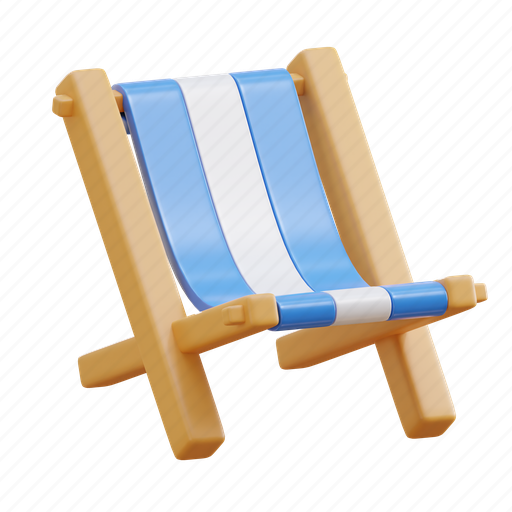 Beach, chair, reclining, seat, sit, furniture, vacation 3D illustration - Download on Iconfinder