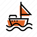 boat, boat icon, grid, sailor, ship, ship icon, wave