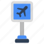airport roadboard, signboard, info board, guideboard, fingerboard 