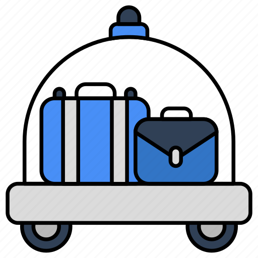 Hotel trolley, trolley bags, handcart, pushcart, luggage cart icon - Download on Iconfinder