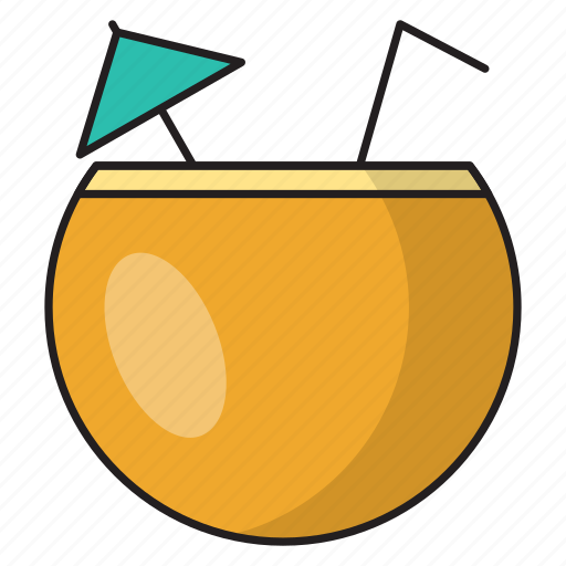 Coconut, straw, juice, drink, fruit icon - Download on Iconfinder