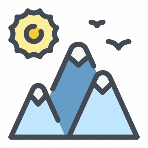 Hike, hiking, mountain, sun, travel icon - Download on Iconfinder