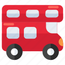 double decker bus, bus, vehicle, motorcoach, transport