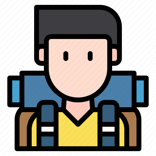 Backpacker, male, travel, man, traveler, avatar, vacation icon - Download on Iconfinder