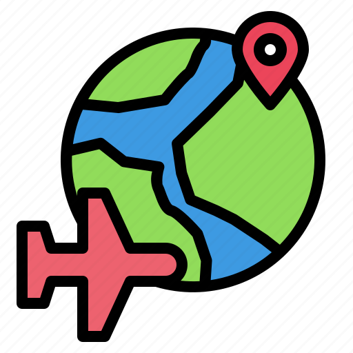 Travel, pin, plane, globe, airplane, world, location icon - Download on Iconfinder