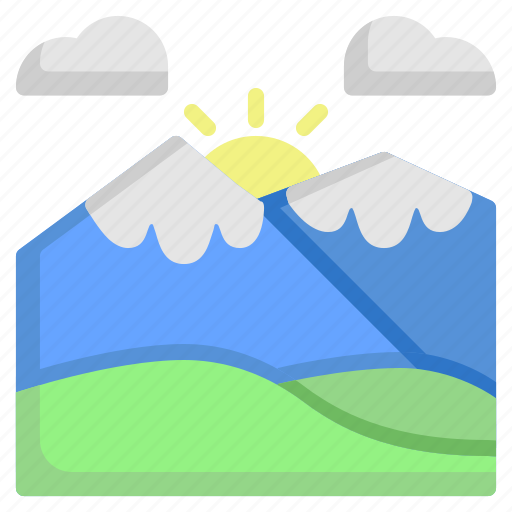 Mountain, travel, forest, sun, snow, landscape, nature icon - Download on Iconfinder