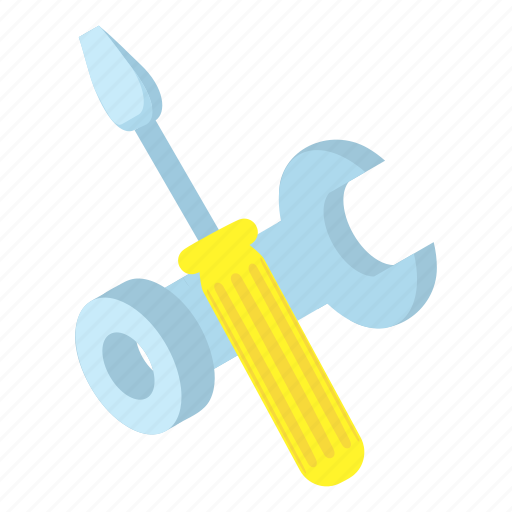 Cartoon, industry, repair, screwdriver, spanner, work, wrench icon - Download on Iconfinder
