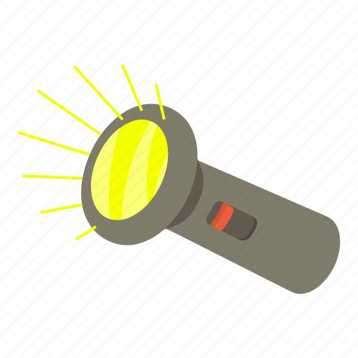 Cartoon, electric, flashlight, lamp, light, tool, torch icon - Download