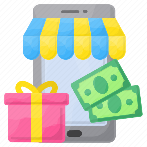 Online, ecommerce, shopping, buying, contactless, money, gift box icon - Download on Iconfinder