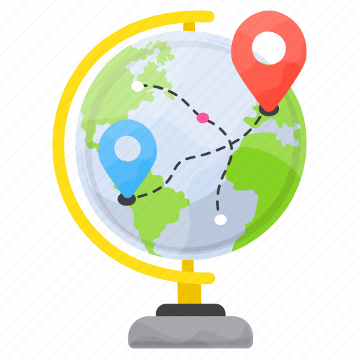 Globe, location pin, navigation, direction, pointing, global icon - Download on Iconfinder