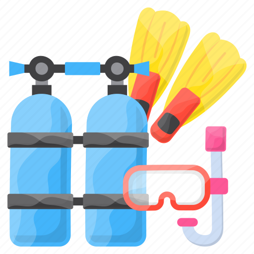 Underground, cylinder, snorkel, diving, equipments, goggles, fins icon - Download on Iconfinder