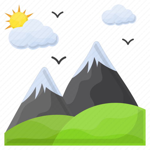 Mountain range, travelling, scenery, mountain peaks, clouds, weather icon - Download on Iconfinder