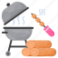grill, bbq, scene, non stick, wooden blocks, chicken stick 