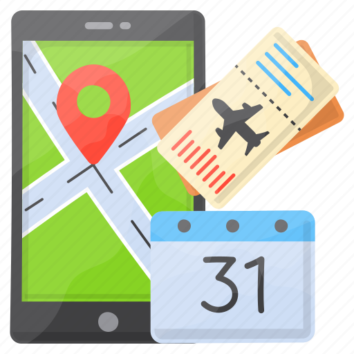 Road travelling, month, airplane, tickets, location, navigation icon - Download on Iconfinder