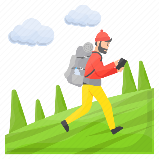 Hiking, mountaineering, travelling, adventure, outdoor, recreation, activity icon - Download on Iconfinder