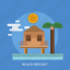 beach ressort, fence, house, sun, tree 