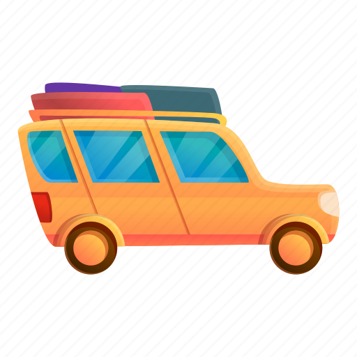 Beach, car, family, orange, tree, trip icon - Download on Iconfinder
