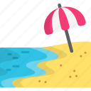 beach, shore, coast, coastline, sea, summer, parasol