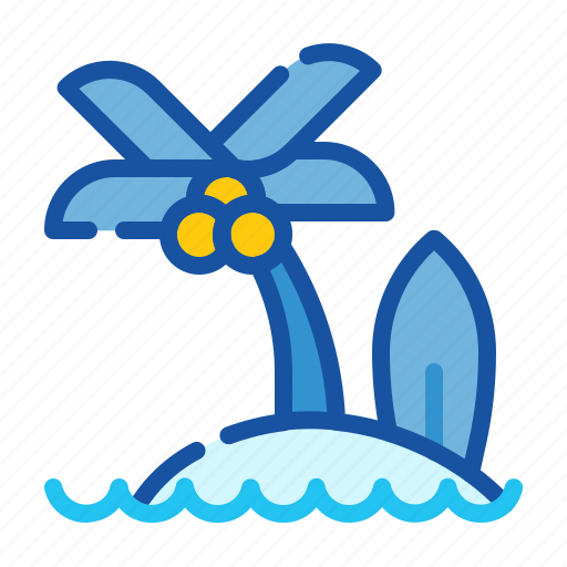 Beach, coconut island, holiday, recreation, tourism, travel, vacation icon - Download on Iconfinder