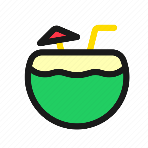 Coconut, drink, water, juice, beverage, tropical, vacation icon - Download on Iconfinder