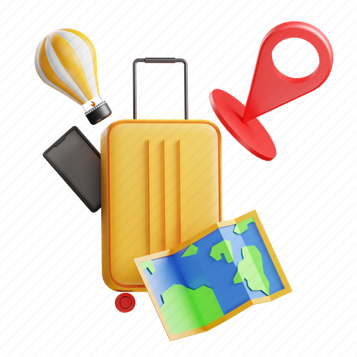.png, backpack, travel, map 3D illustration - Download on Iconfinder