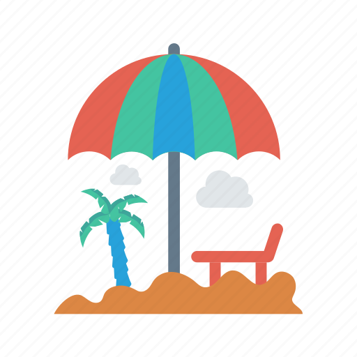 Beach, bench, tree, umbrella, weather icon - Download on Iconfinder