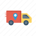 delivery, location, map, truck, van