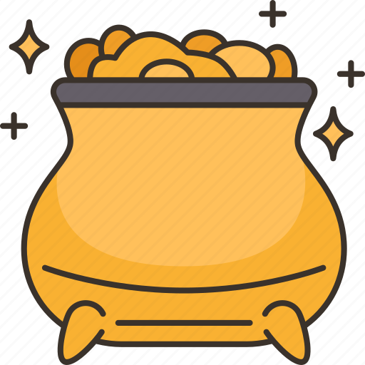 Pot, gold, coin, treasure, rich icon - Download on Iconfinder