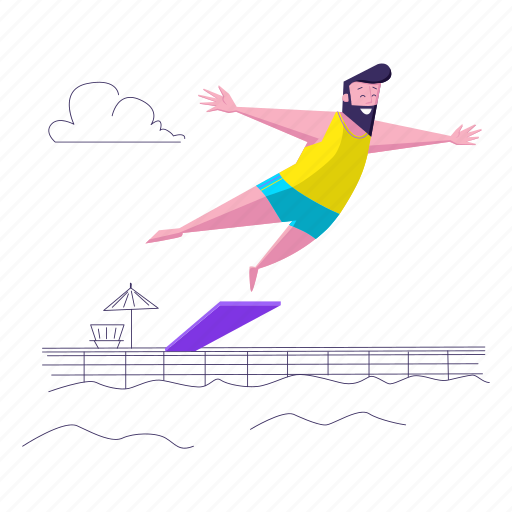Jumps, diving, pool, swimming, swim, water, beach illustration - Download on Iconfinder