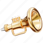 trumpet, music, instrument, musical, horn, orchestra, new year, party, gold 