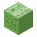 cartoon, cube, green, hand, isometric, sweet, water