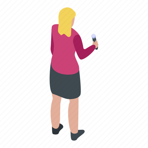 Business, cartoon, isometric, music, presenter, tv, woman icon - Download on Iconfinder